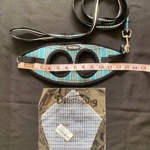 Bark Appeal Dog Harness, XS, with Matchjng Leash, Blue Plaid, Gently Used